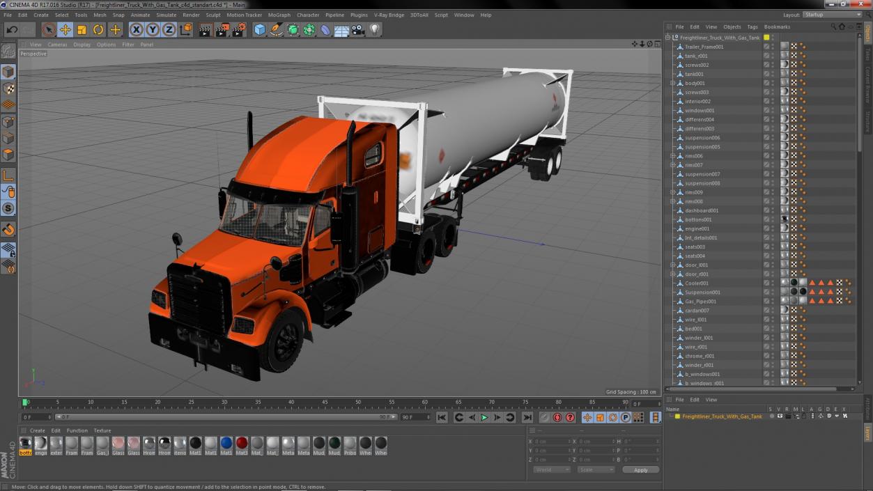 Freightliner Truck With Gas Tank 3D