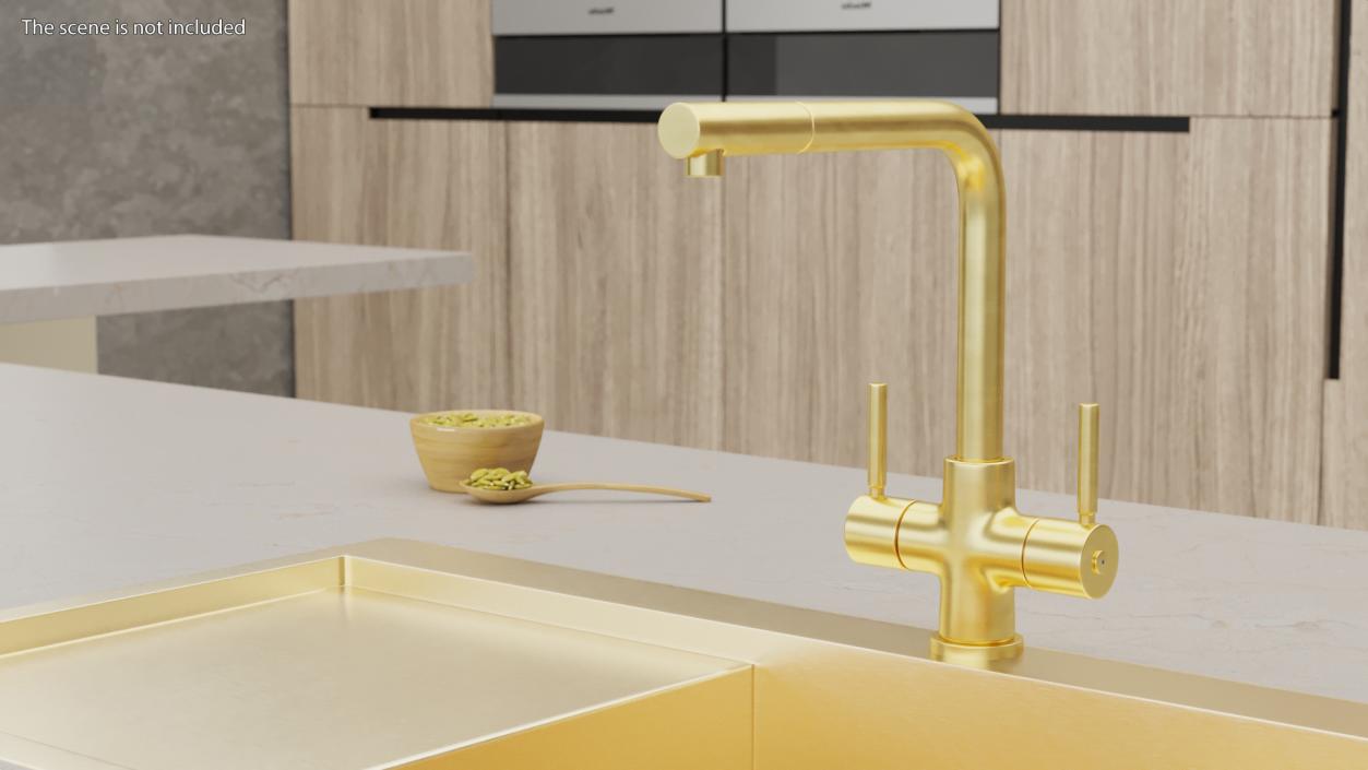 Angular Dual Lever Sink Mixer Tap Brass 3D model