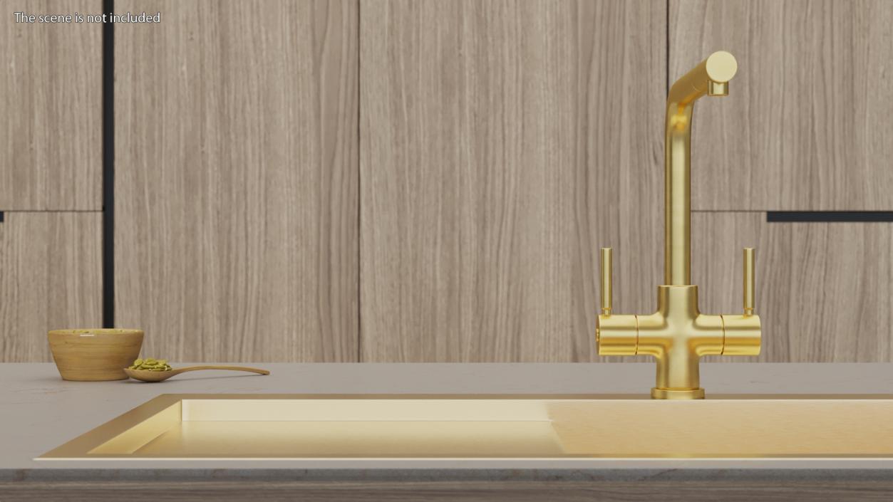 Angular Dual Lever Sink Mixer Tap Brass 3D model