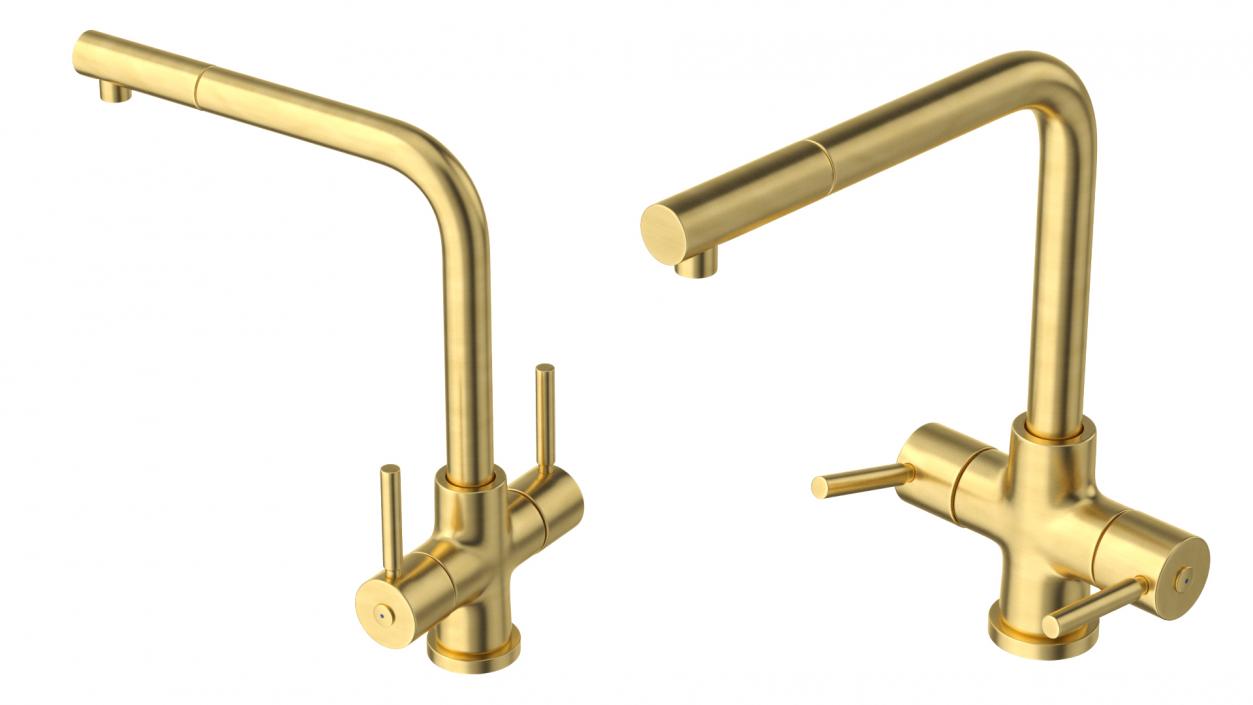 Angular Dual Lever Sink Mixer Tap Brass 3D model