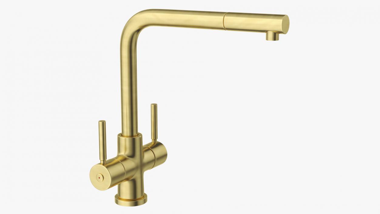 Angular Dual Lever Sink Mixer Tap Brass 3D model