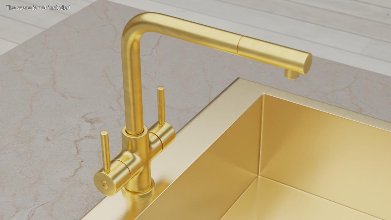 Angular Dual Lever Sink Mixer Tap Brass 3D model