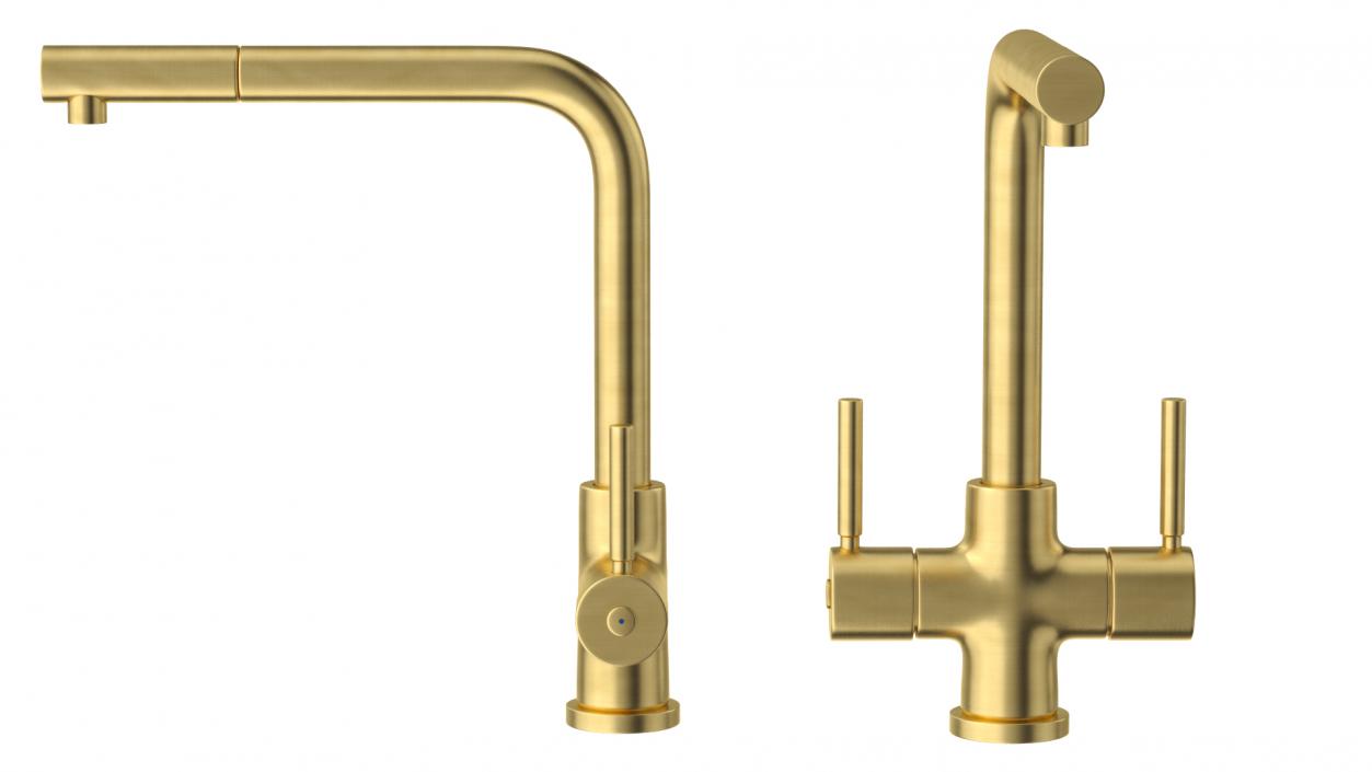 Angular Dual Lever Sink Mixer Tap Brass 3D model