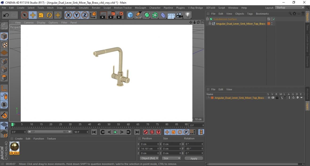 Angular Dual Lever Sink Mixer Tap Brass 3D model