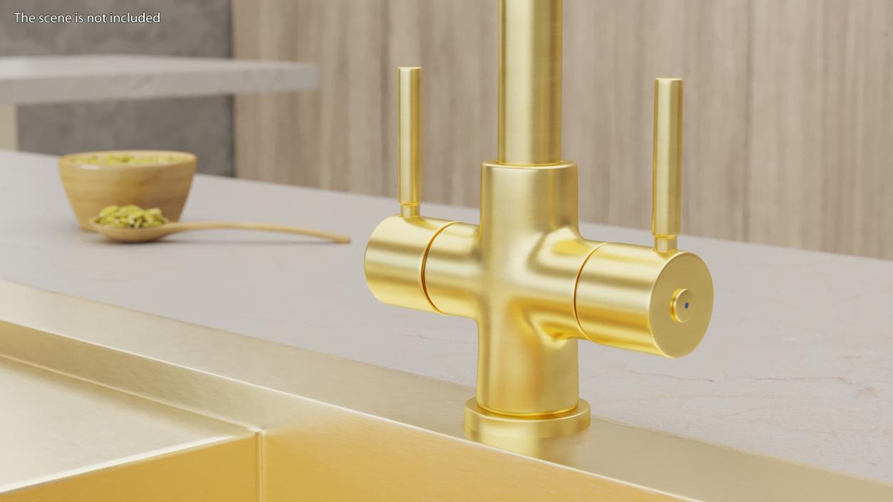 Angular Dual Lever Sink Mixer Tap Brass 3D model