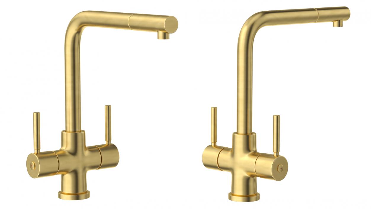 Angular Dual Lever Sink Mixer Tap Brass 3D model