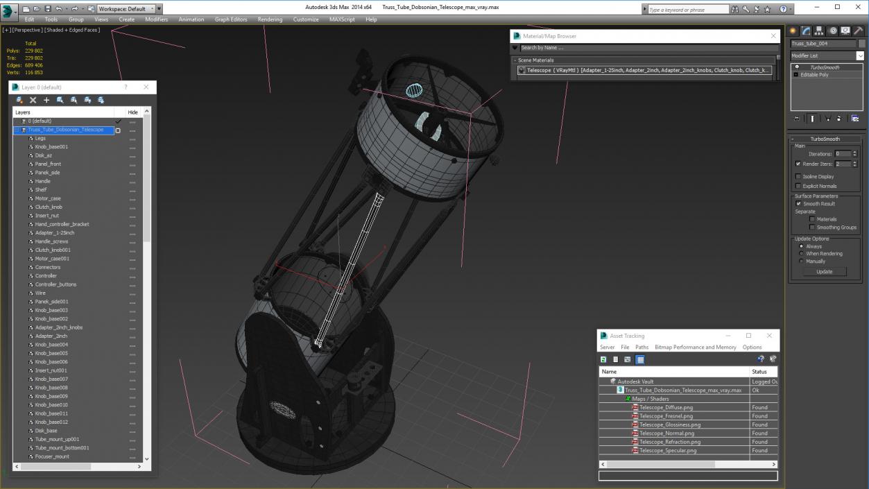 3D model Truss Tube Dobsonian Telescope