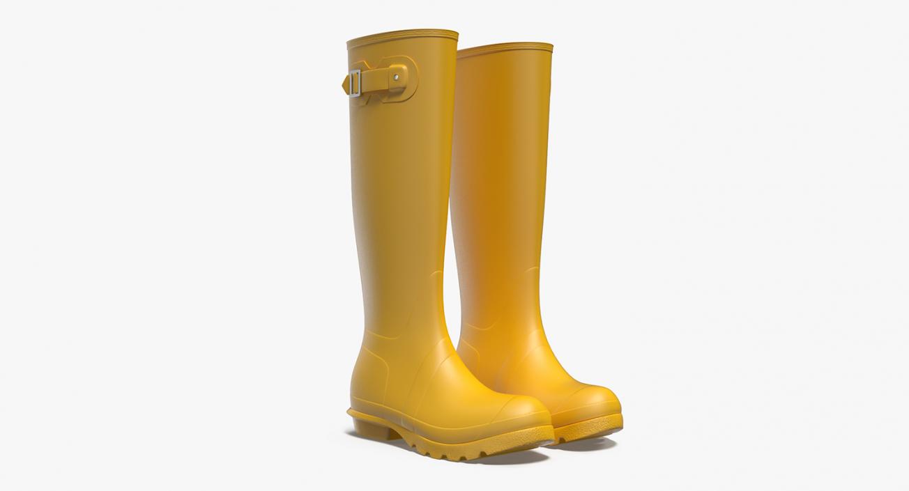 Womens Yellow Tall Refined Rain Boots 3D