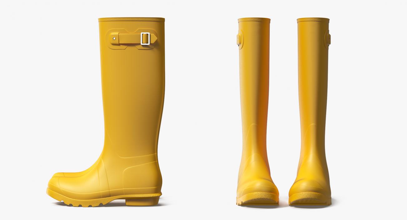 Womens Yellow Tall Refined Rain Boots 3D