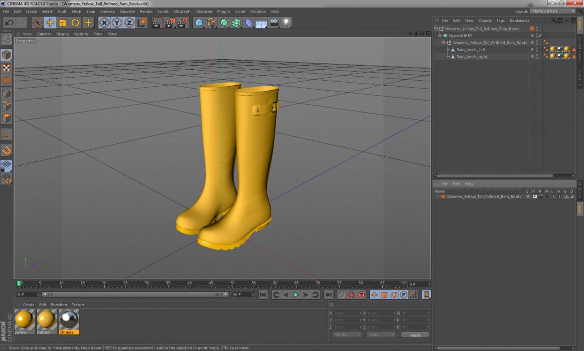 Womens Yellow Tall Refined Rain Boots 3D