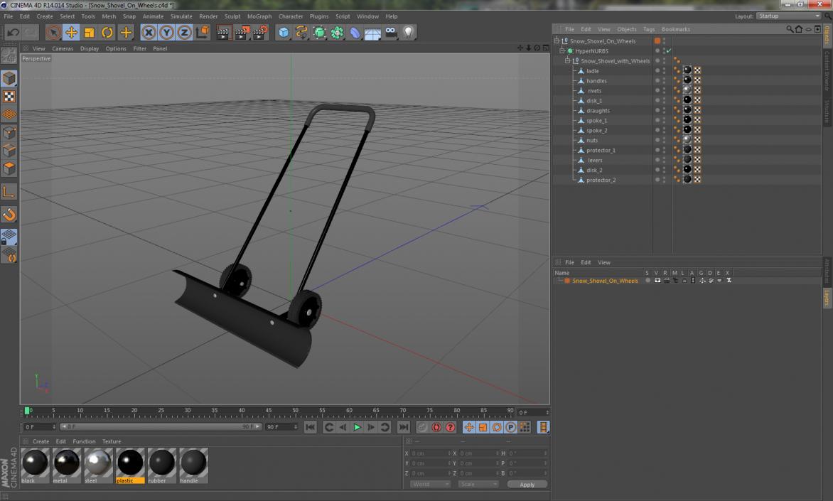 3D Snow Shovel On Wheels