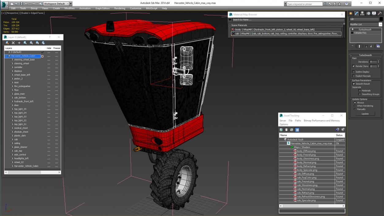 3D Harvester Vehicle Cabin model