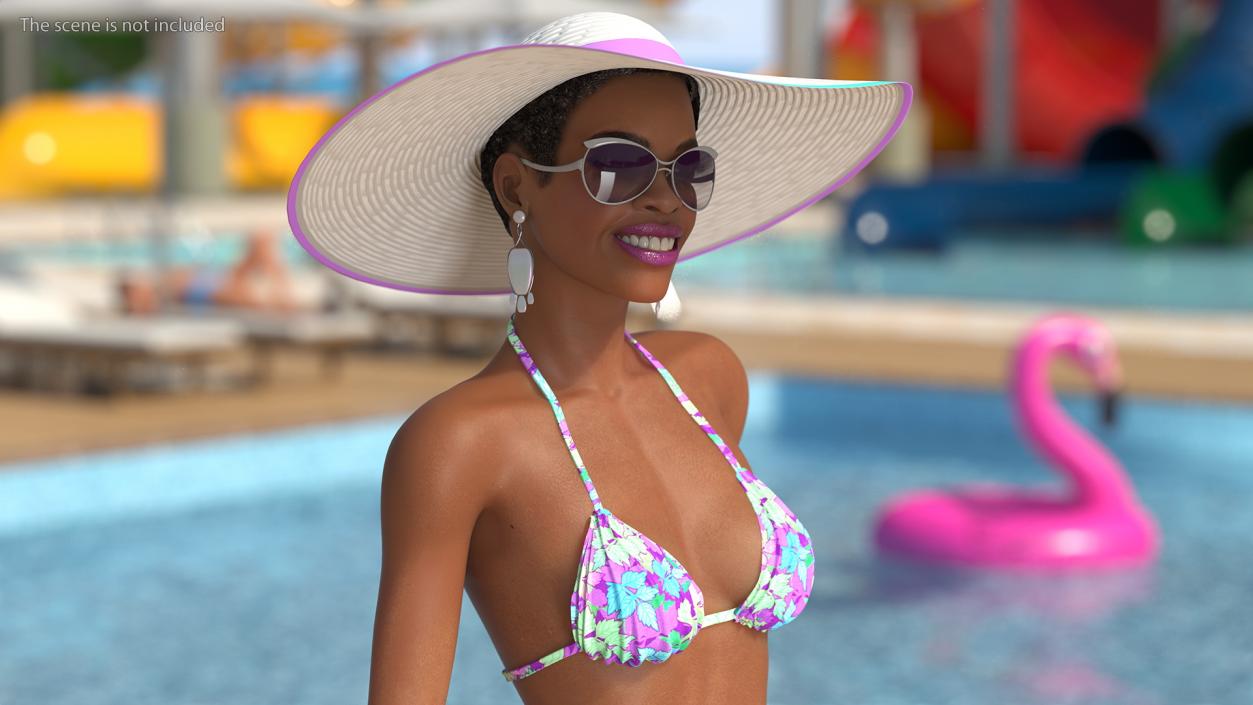 Light Skin Bikini Woman Standing Pose 3D