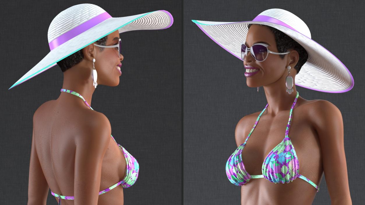 Light Skin Bikini Woman Standing Pose 3D