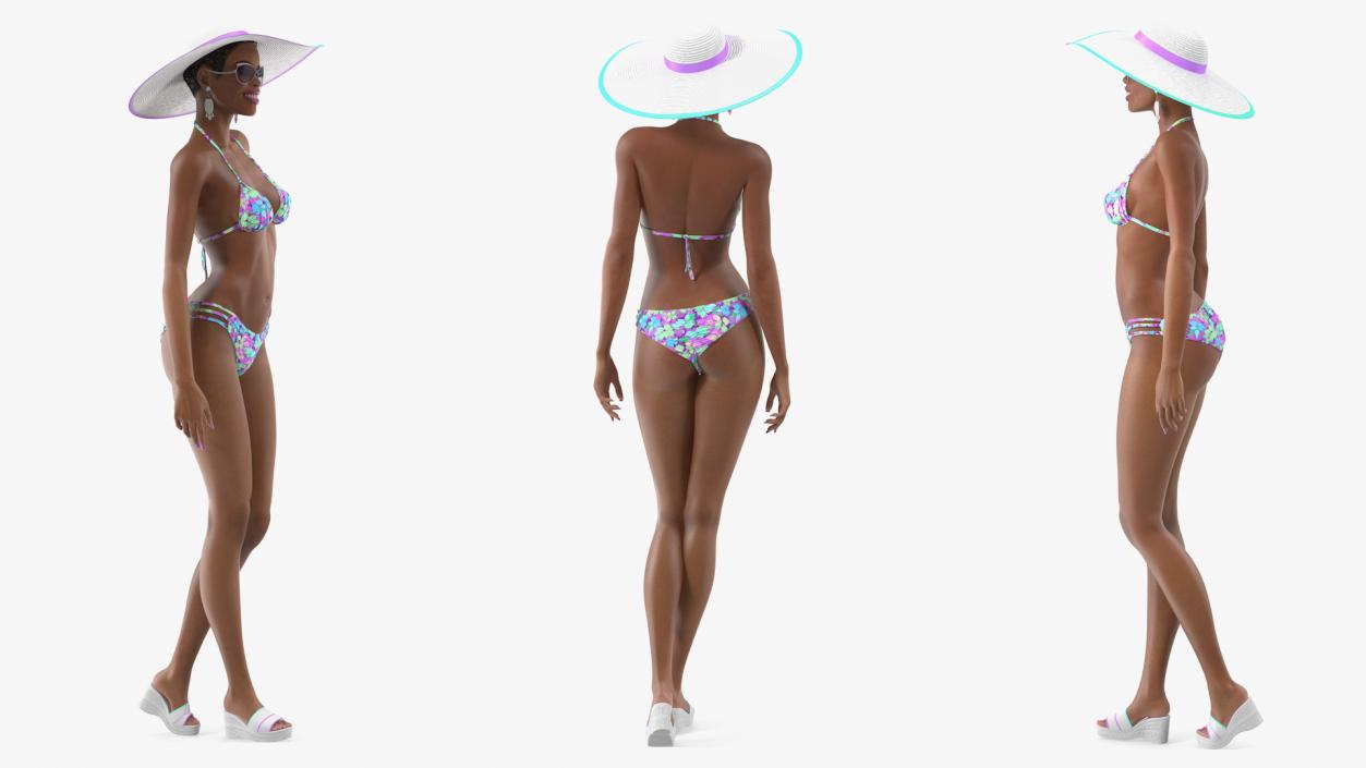 Light Skin Bikini Woman Standing Pose 3D