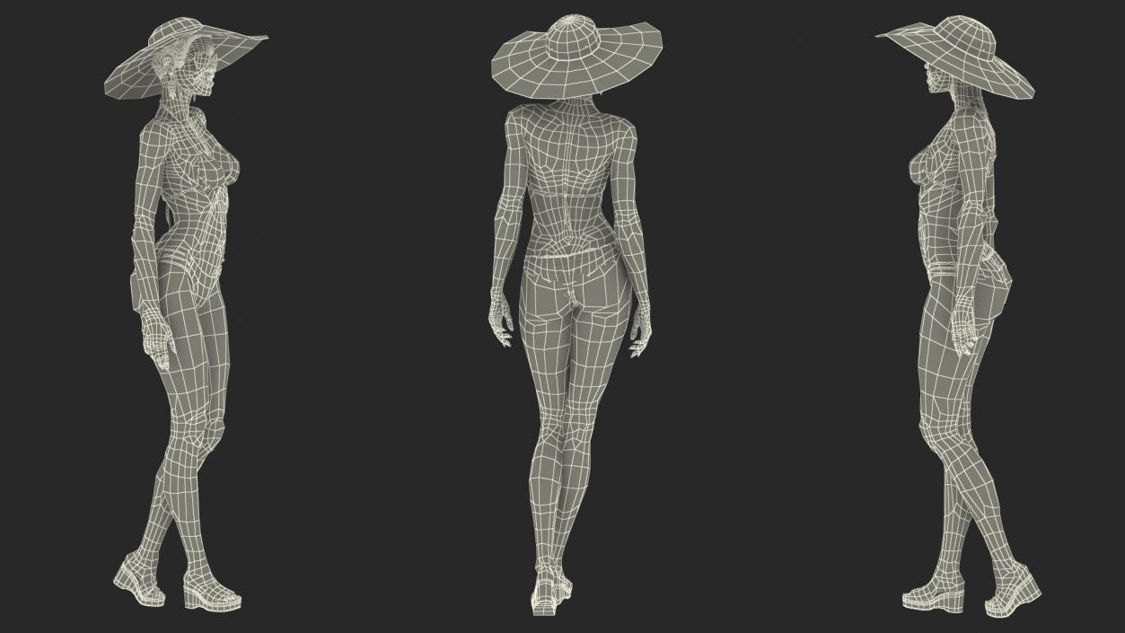 Light Skin Bikini Woman Standing Pose 3D