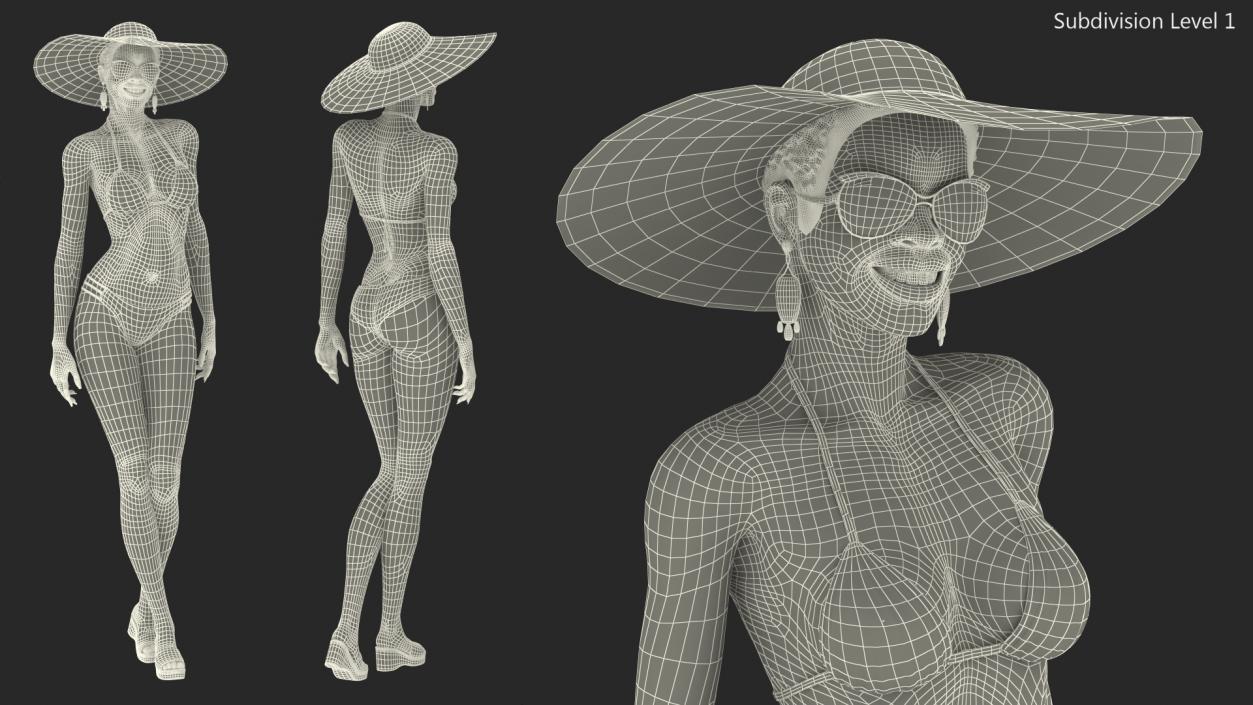 Light Skin Bikini Woman Standing Pose 3D