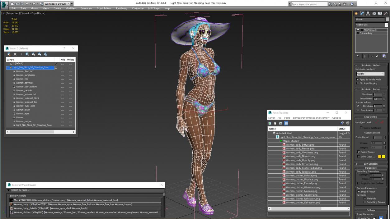 Light Skin Bikini Woman Standing Pose 3D