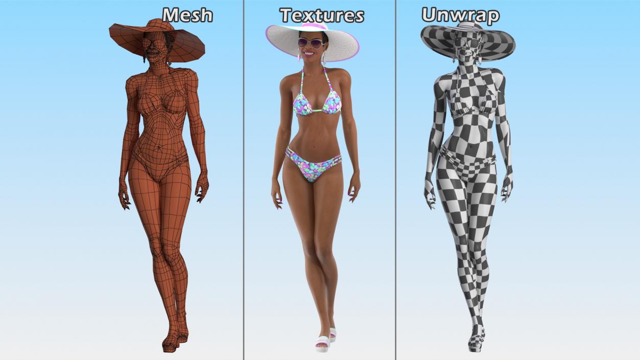 Light Skin Bikini Woman Standing Pose 3D