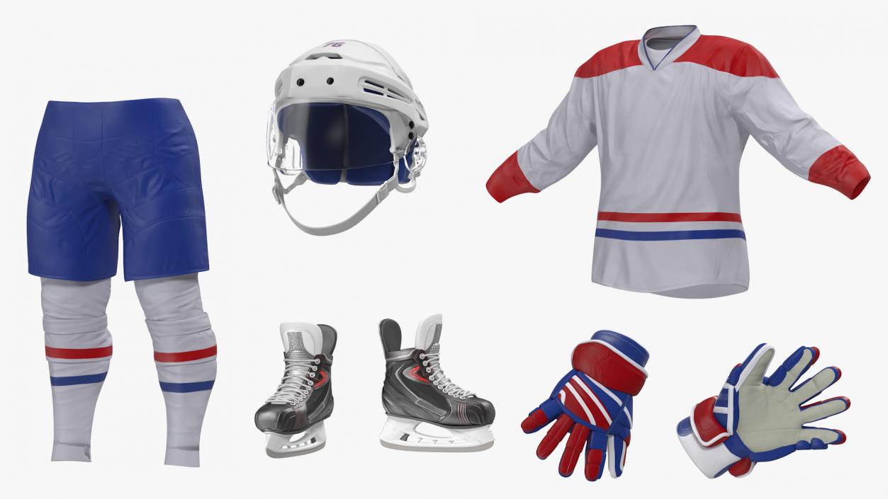 Hockey Equipment White 2 3D model