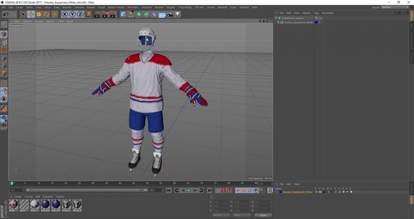 Hockey Equipment White 2 3D model