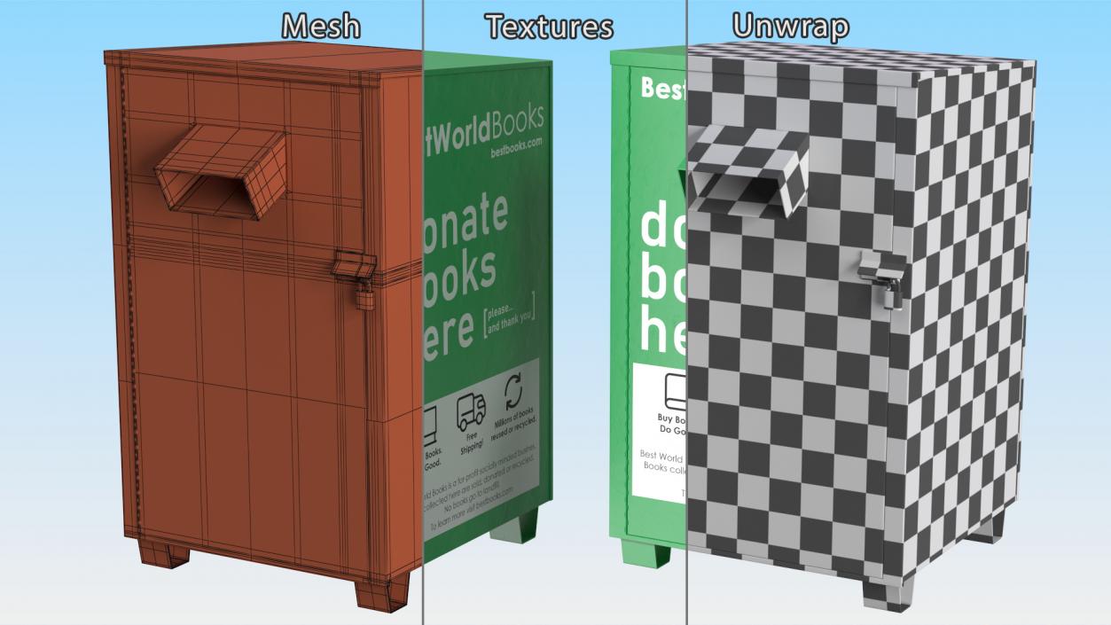 3D Book Donation Box Green model