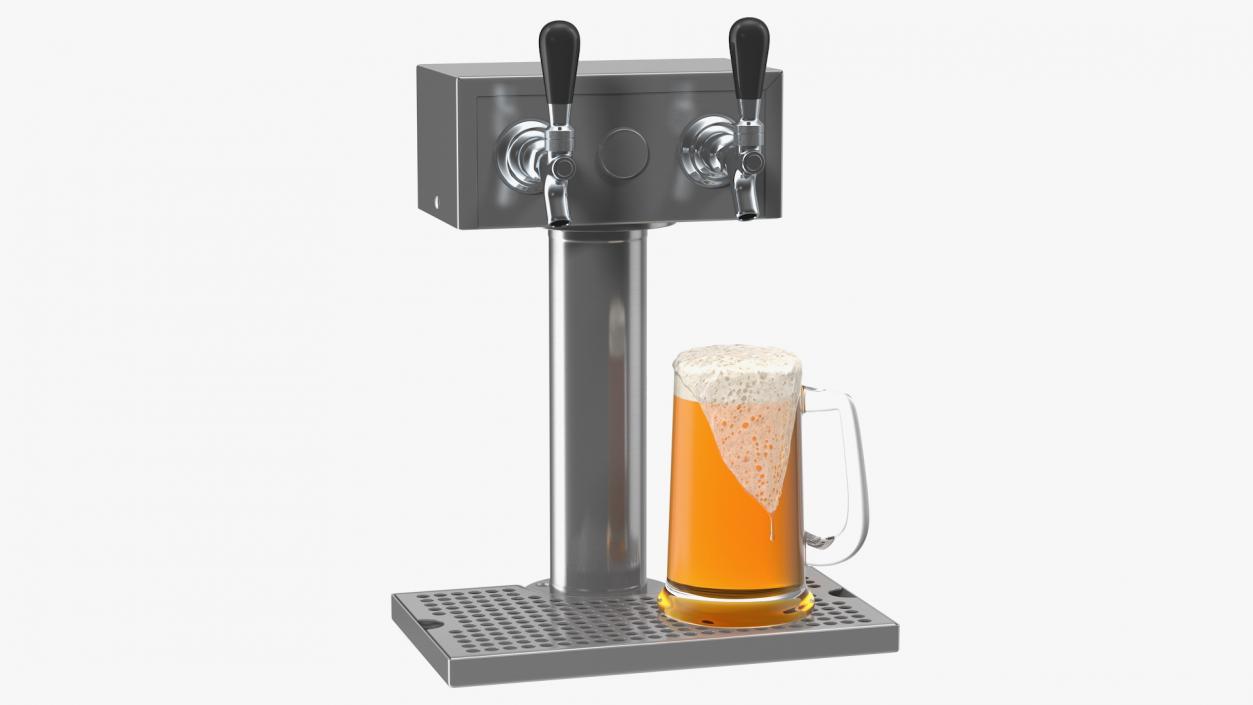 Beer Dispenser Kegerator Tower with Beer Mug 3D model