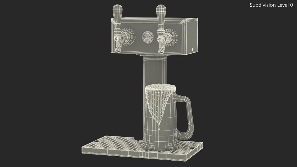 Beer Dispenser Kegerator Tower with Beer Mug 3D model