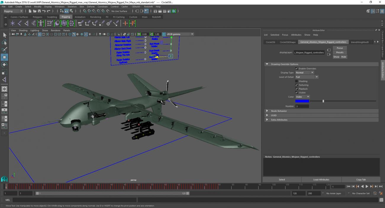 3D General Atomics Mojave Rigged for Maya model
