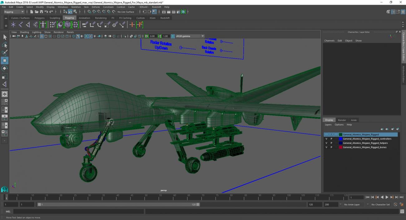 3D General Atomics Mojave Rigged for Maya model