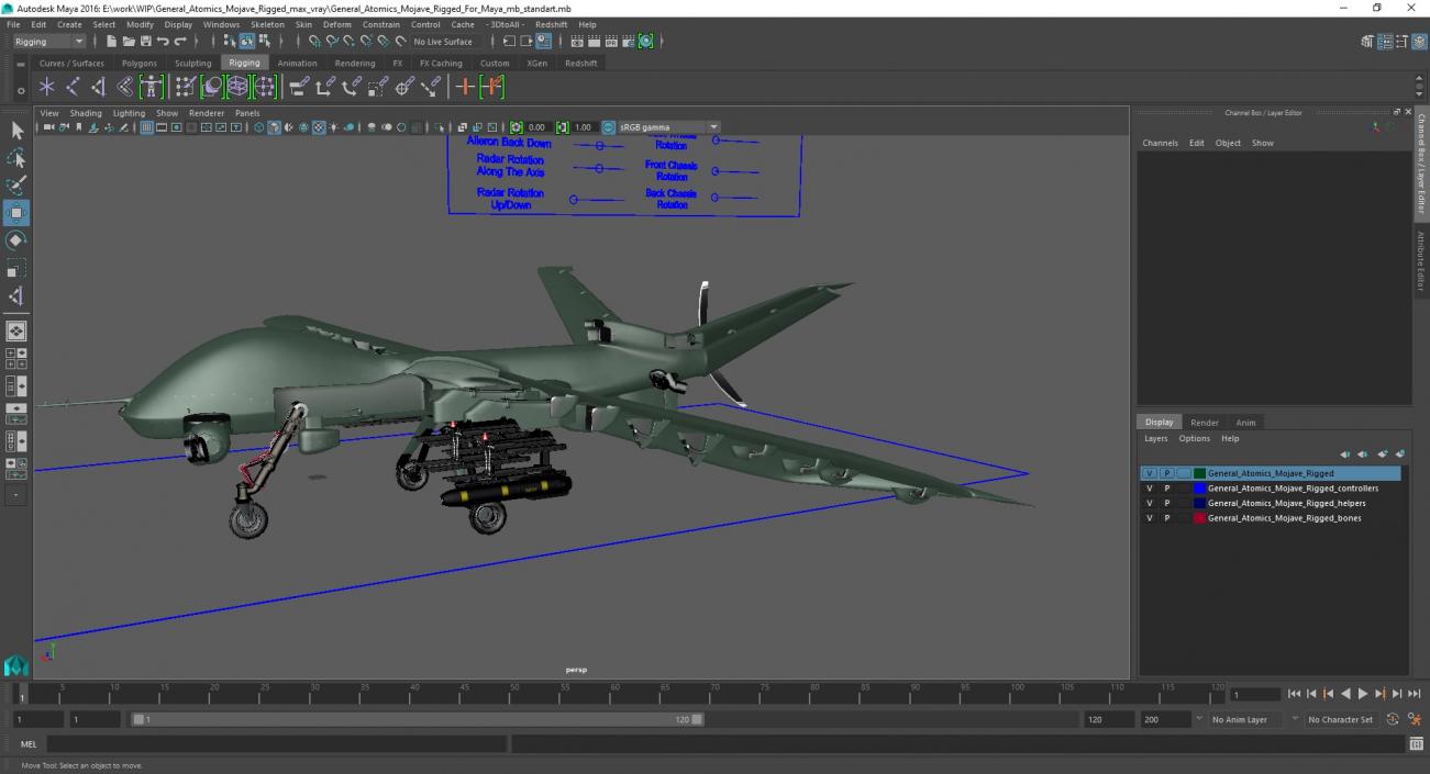 3D General Atomics Mojave Rigged for Maya model