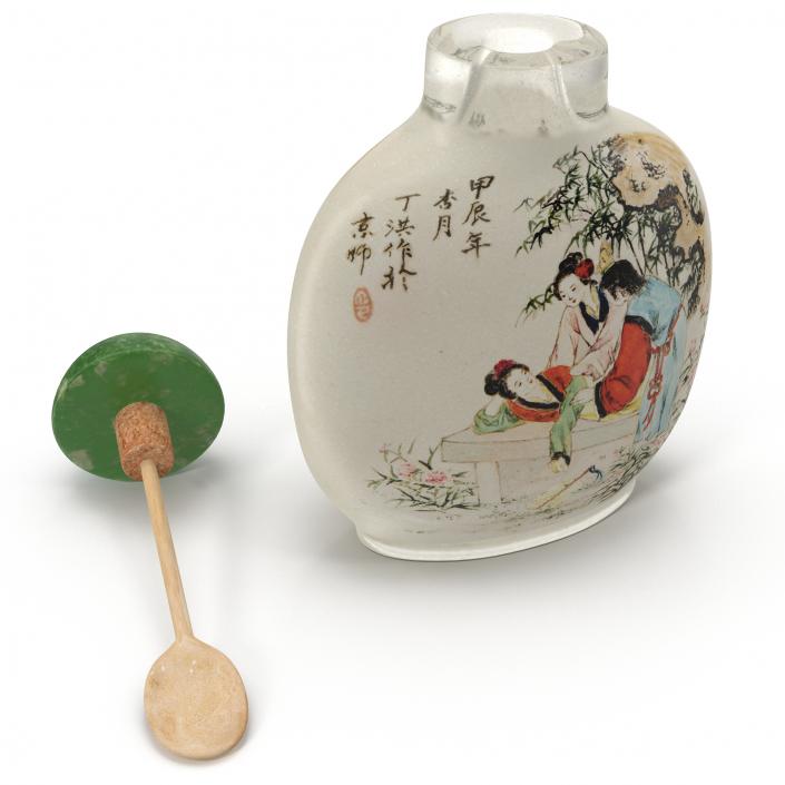 3D Chinese Snuff Bottle with Spoon