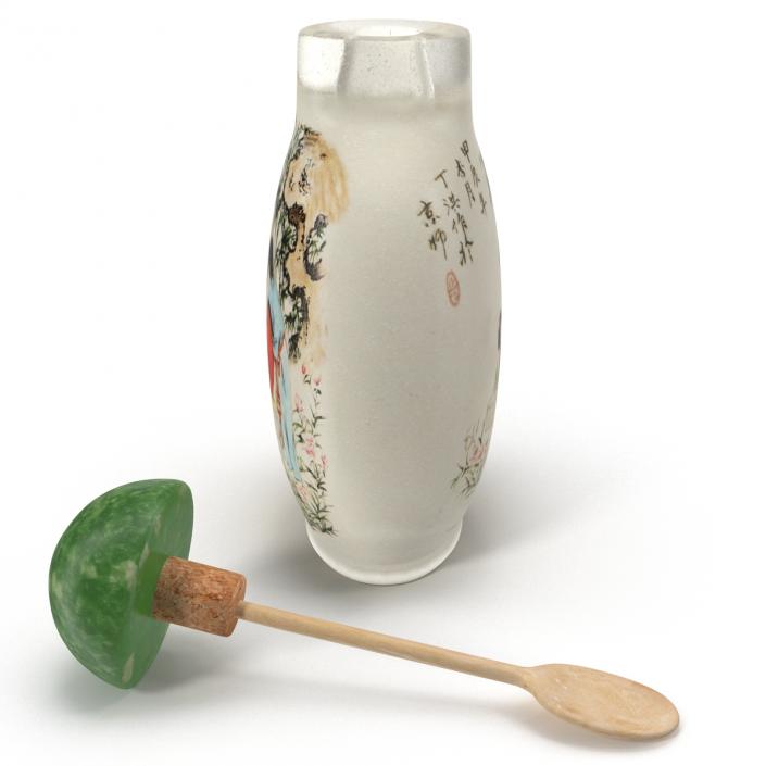 3D Chinese Snuff Bottle with Spoon