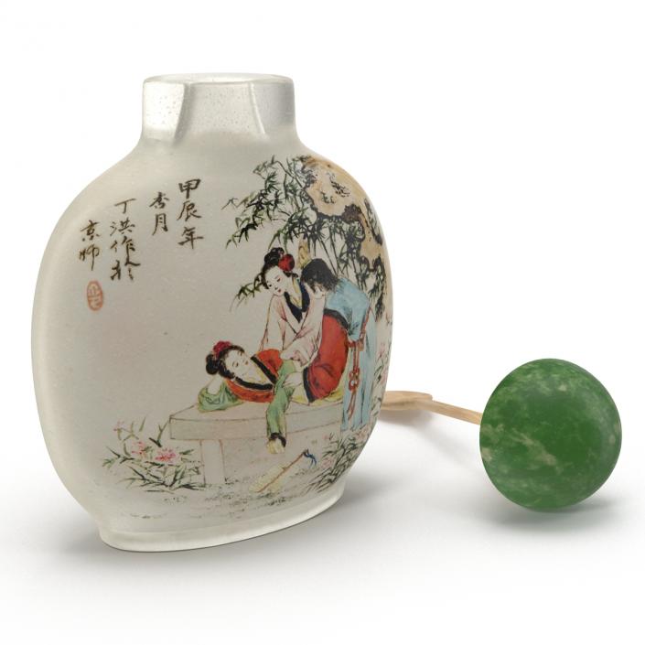 3D Chinese Snuff Bottle with Spoon