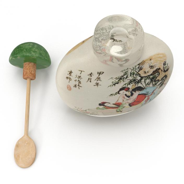 3D Chinese Snuff Bottle with Spoon