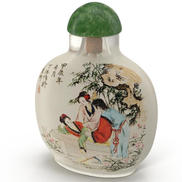 3D Chinese Snuff Bottle with Spoon