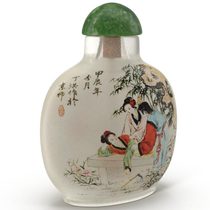 3D Chinese Snuff Bottle with Spoon