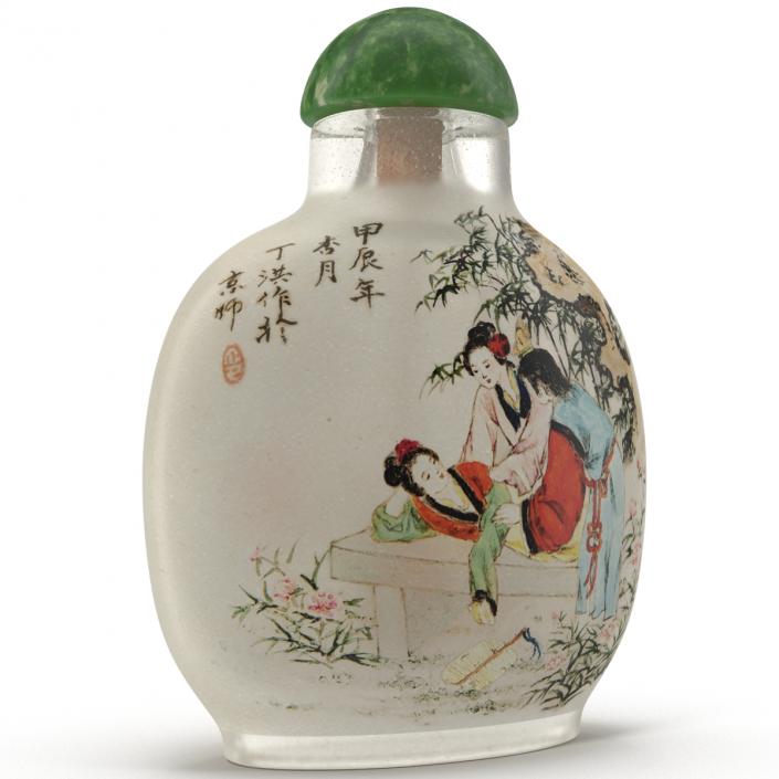 3D Chinese Snuff Bottle with Spoon