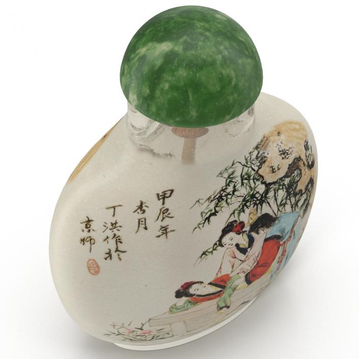 3D Chinese Snuff Bottle with Spoon