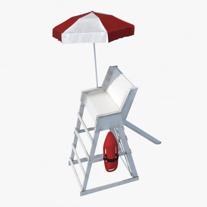 Lifeguard Chair with Umbrella 3D model