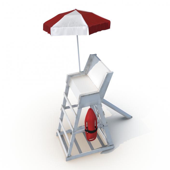 Lifeguard Chair with Umbrella 3D model