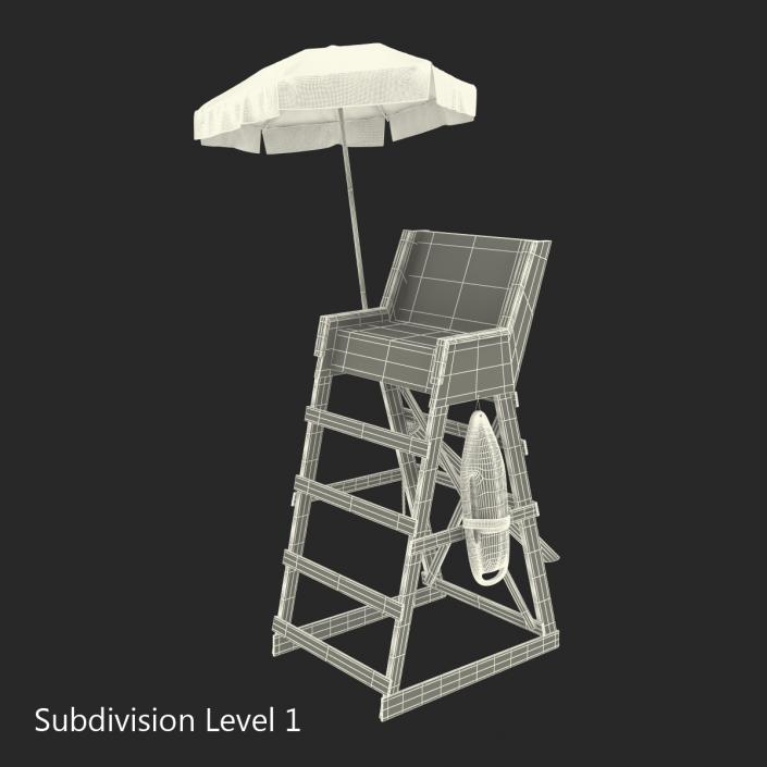 Lifeguard Chair with Umbrella 3D model