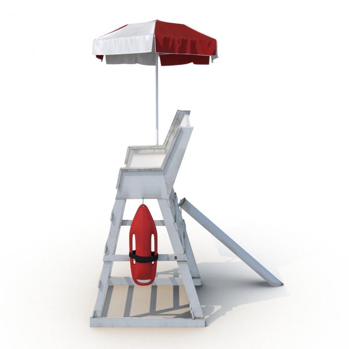 Lifeguard Chair with Umbrella 3D model