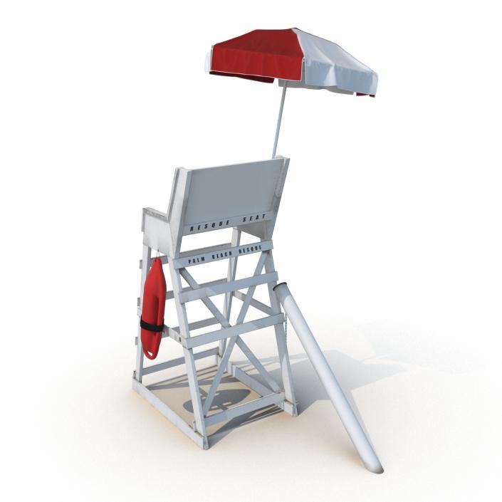 Lifeguard Chair with Umbrella 3D model