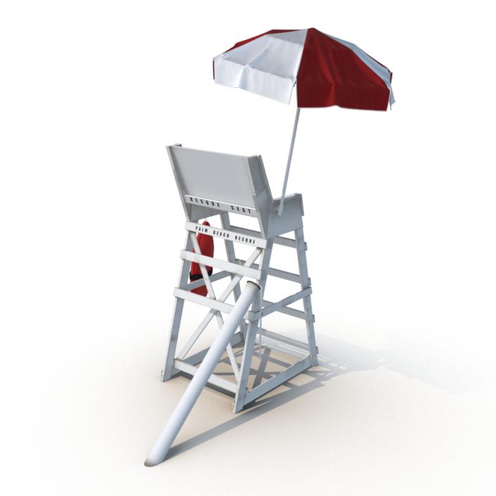 Lifeguard Chair with Umbrella 3D model