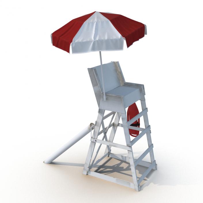 Lifeguard Chair with Umbrella 3D model