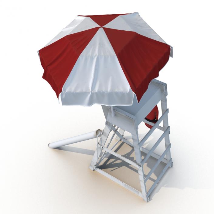 Lifeguard Chair with Umbrella 3D model