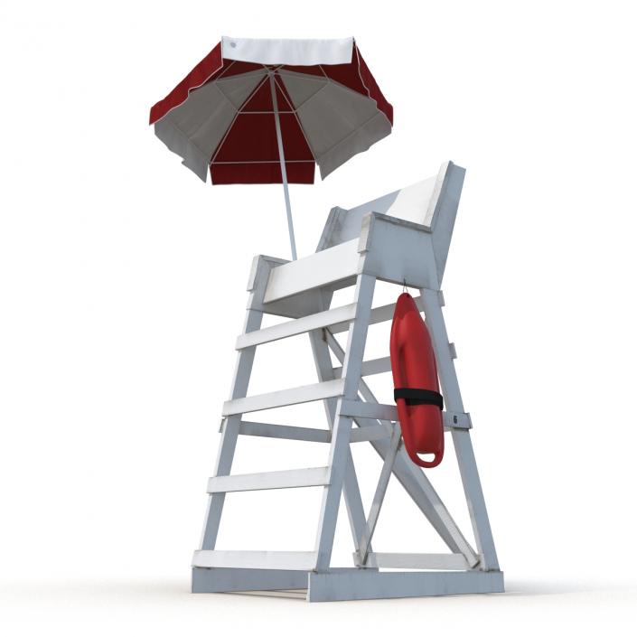 Lifeguard Chair with Umbrella 3D model