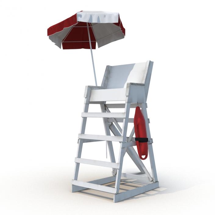 Lifeguard Chair with Umbrella 3D model