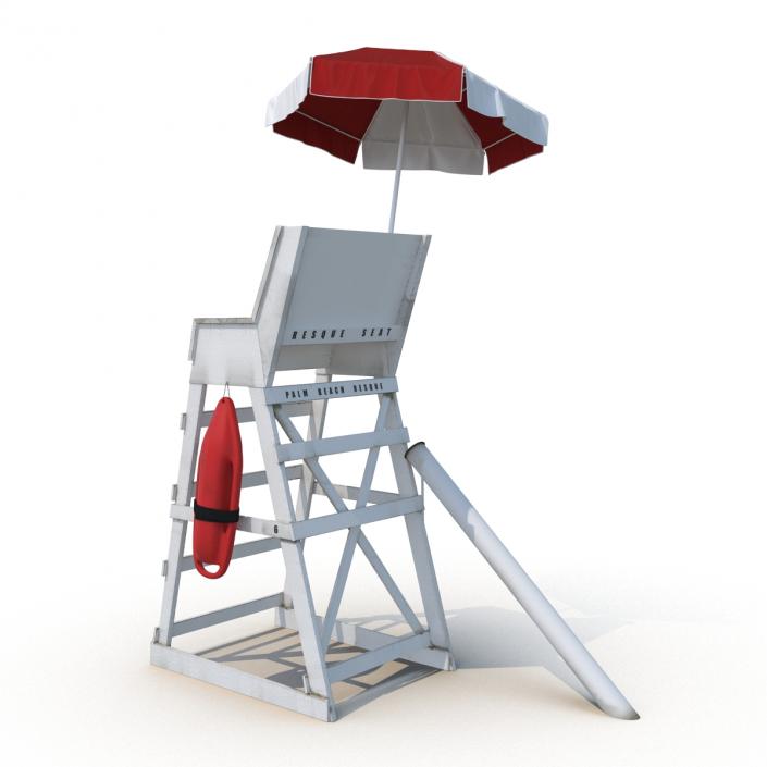 Lifeguard Chair with Umbrella 3D model